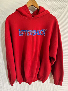 Gildan Heavy Blend Hooded Sweatshirt Graphic Hoodie Red & Blue XL